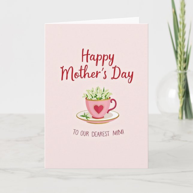 Polka Dot Teacup Mothers Day Card (Front)