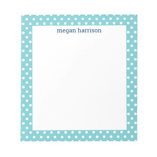 Polka Dot Teal Personalized Notepad