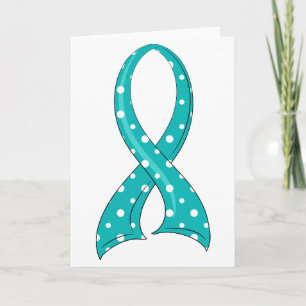 Polka Dot Teal Ribbon Cervical Cancer Card