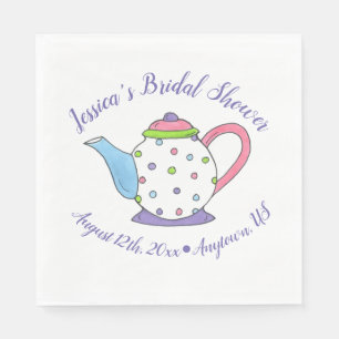 Polka Dot Teapot Afternoon Tea Bridal Baby Shower Napkins
