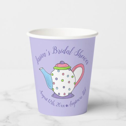 Polka Dot Teapot Afternoon Tea Bridal Baby Shower Paper Cups