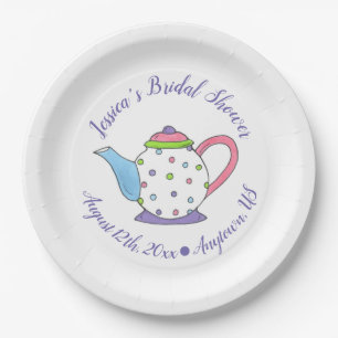 Polka Dot Teapot Afternoon Tea Bridal Baby Shower Paper Plates