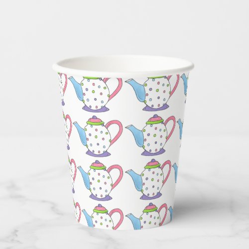 Polka Dot Teapot Afternoon Tea Party Bridal Shower Paper Cups