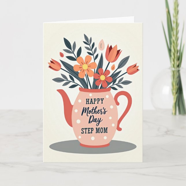 Polka Dot Teapot Floral Tribute Card (Front)