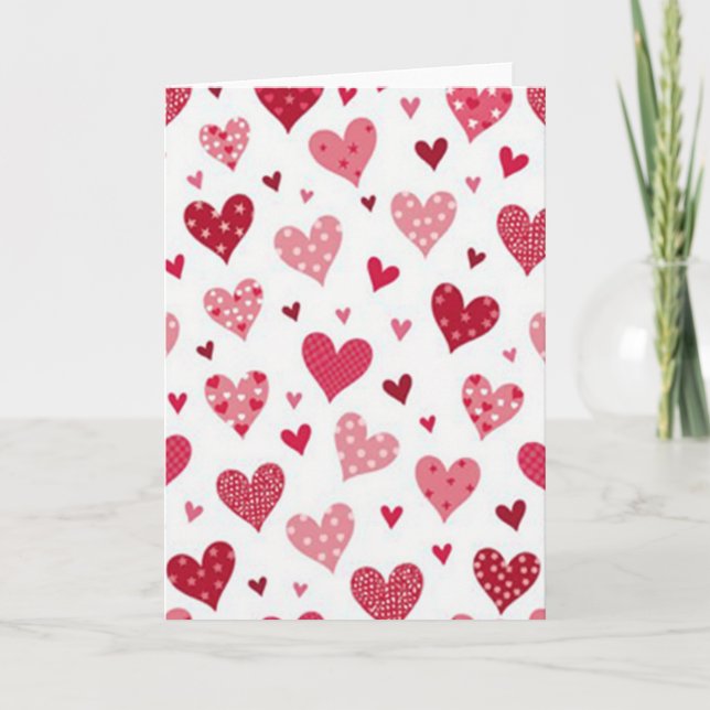 Polka Dot Textured Hearts Card (Front)