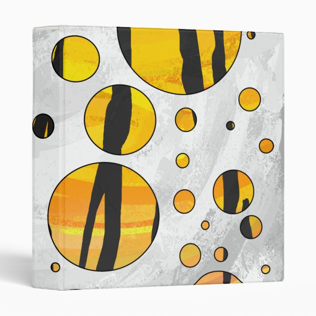 Polka Dot Tiger Black and Orange Print 3 Ring Binder (Front/Spine)