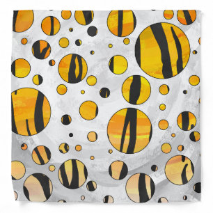 Polka Dot Tiger Black and Orange Print Bandana