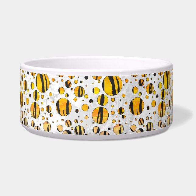 Polka Dot Tiger Black and Orange Print Bowl (Right)