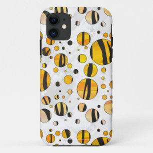 Polka Dot Tiger Black and Orange Print iPhone 11 Case
