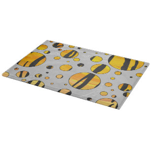 Polka Dot Tiger Black and Orange Print Cutting Board