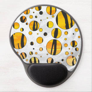 Polka Dot Tiger Black and Orange Print Gel Mouse Pad