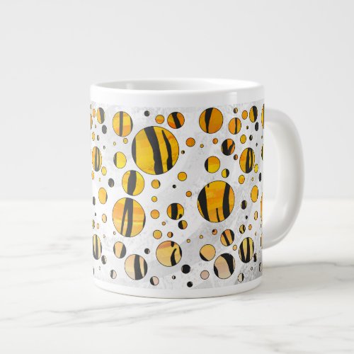 Polka Dot Tiger Black and Orange Print Large Coffee Mug