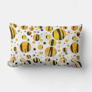 Polka Dot Tiger Black and Orange Print Lumbar Pillow