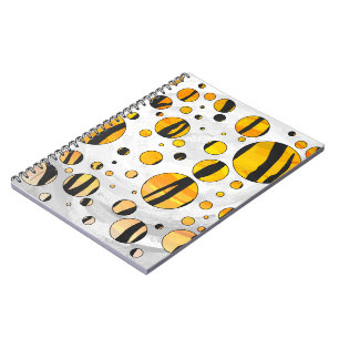 Polka Dot Tiger Black and Orange Print Notebook