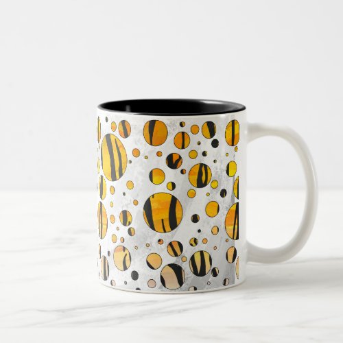 Polka Dot Tiger Black and Orange Print Two_Tone Coffee Mug