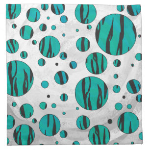 Polka Dot Tiger Black and Teal Print Napkin