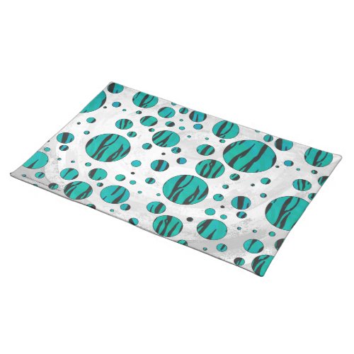 Polka Dot Tiger Black and Teal Print Placemat