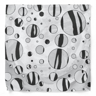 Polka Dot Tiger Black and White Print Bandana