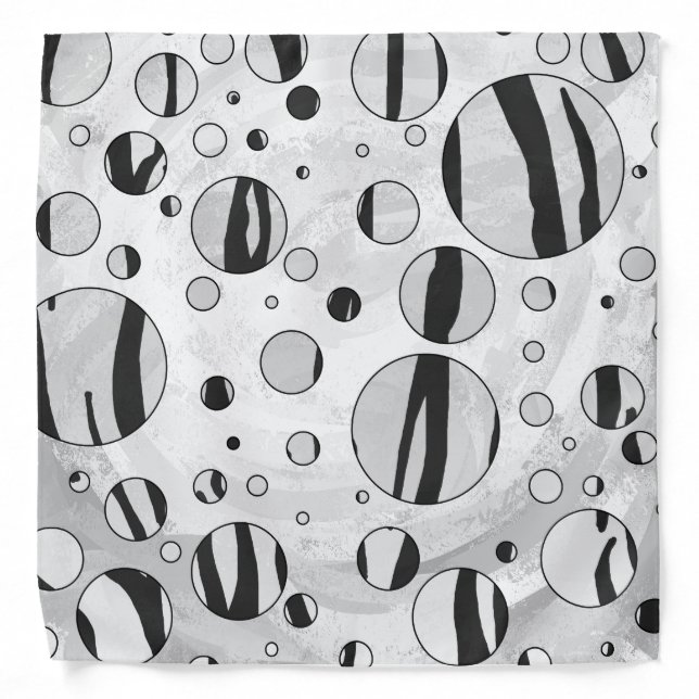 Polka Dot Tiger Black and White Print Bandana (Front)
