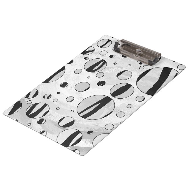 Polka Dot Tiger Black and White Print Clipboard (Angled)