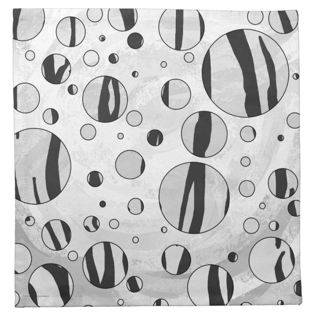Polka Dot Tiger Black and White Print Cloth Napkin (Front)