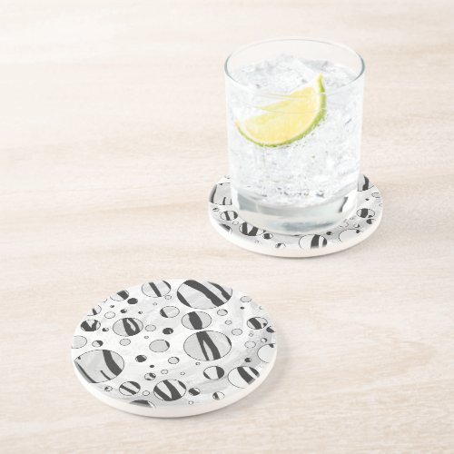 Polka Dot Tiger Black and White Print Coaster