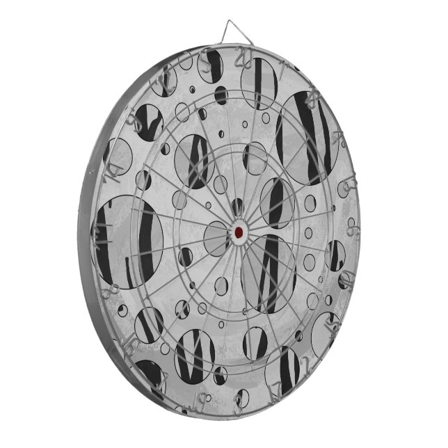 Polka Dot Tiger Black and White Print Dartboard (Front Left)