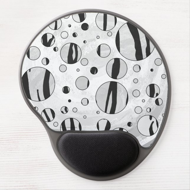 Polka Dot Tiger Black and White Print Gel Mouse Pad (Front)
