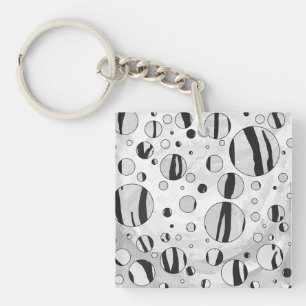 Polka Dot Tiger Black and White Print Keychain