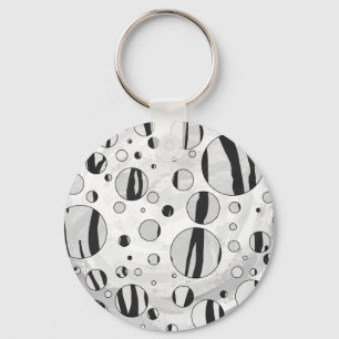Polka Dot Tiger Black and White Print Keychain