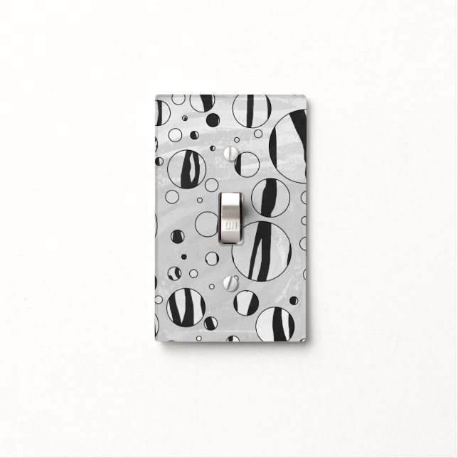 Polka Dot Tiger Black and White Print Light Switch Cover (In Situ)