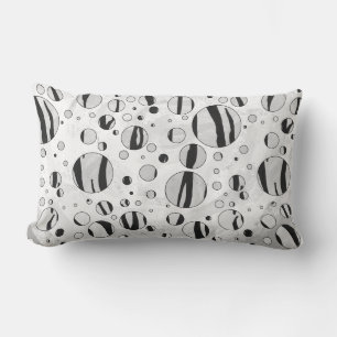 Polka Dot Tiger Black and White Print Lumbar Pillow