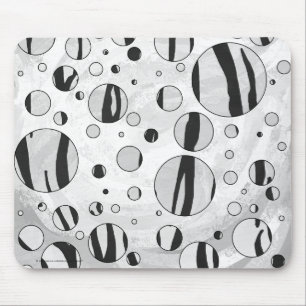 Polka Dot Tiger Black and White Print Mouse Pad