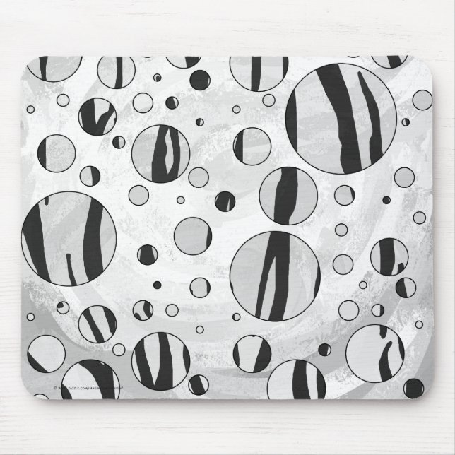Polka Dot Tiger Black and White Print Mouse Pad (Front)