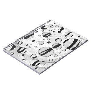 Polka Dot Tiger Black and White Print Notebook