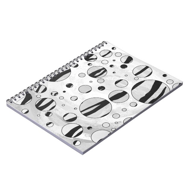 Polka Dot Tiger Black and White Print Notebook (Left Side)