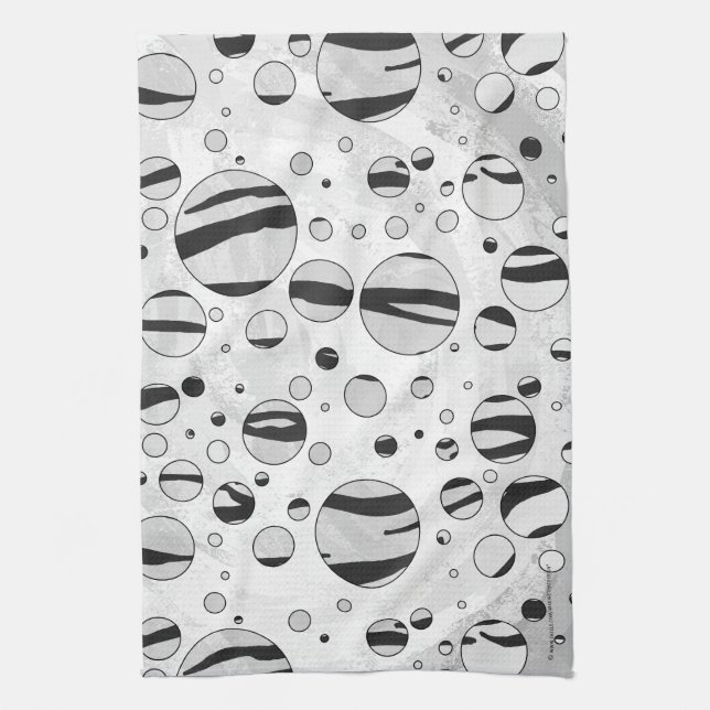 Polka Dot Tiger Black and White Print Towel (Vertical)