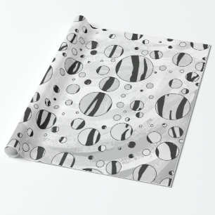 Polka Dot Tiger Black and White Print Wrapping Paper