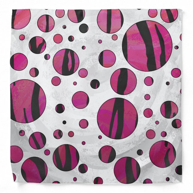 Polka Dot Tiger Hot Pink and Black Print Bandana (Front)