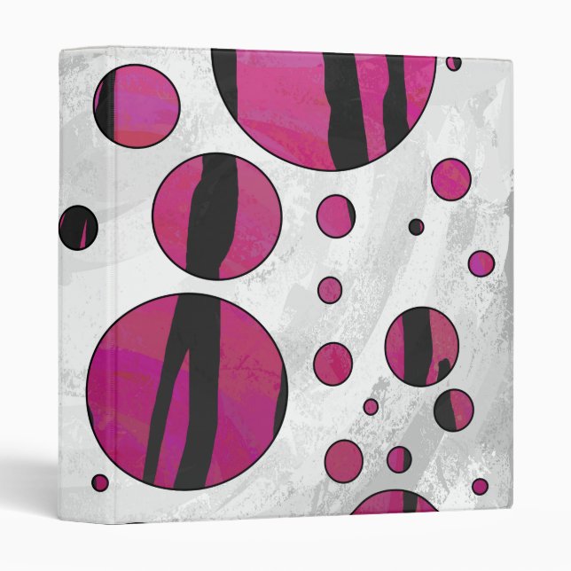 Polka Dot Tiger Hot Pink and Black Print Binder (Front/Spine)