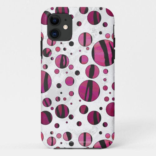 Polka Dot Tiger Hot Pink and Black Print iPhone 11 Case
