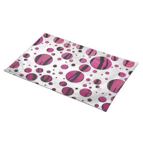 Polka Dot Tiger Hot Pink and Black Print Cloth Placemat