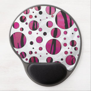 Polka Dot Tiger Hot Pink and Black Print Gel Mouse Pad