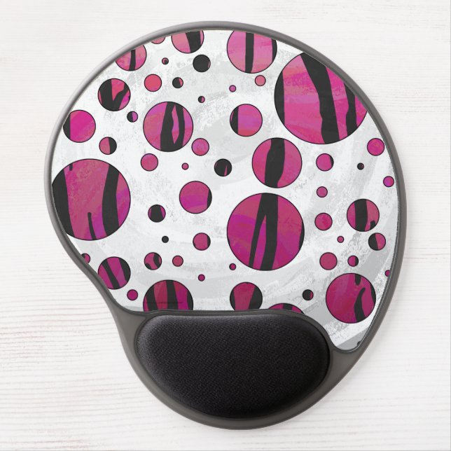Polka Dot Tiger Hot Pink and Black Print Gel Mouse Pad (Front)