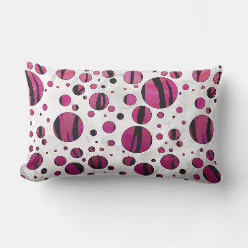 Polka Dot Tiger Hot Pink and Black Print Lumbar Pillow