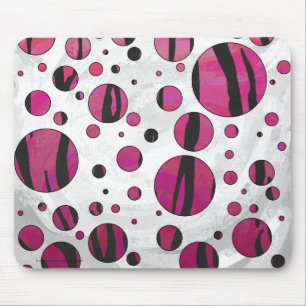 Polka Dot Tiger Hot Pink and Black Print Mouse Pad