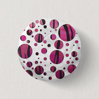 Polka Dot Tiger Hot Pink and Black Print Pinback Button