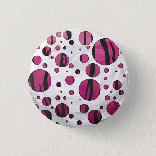 Polka Dot Tiger Hot Pink and Black Print Pinback Button