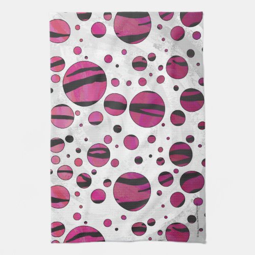 Polka Dot Tiger Hot Pink and Black Print Towel