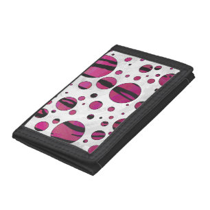 Polka Dot Tiger Hot Pink and Black Print Tri-fold Wallet